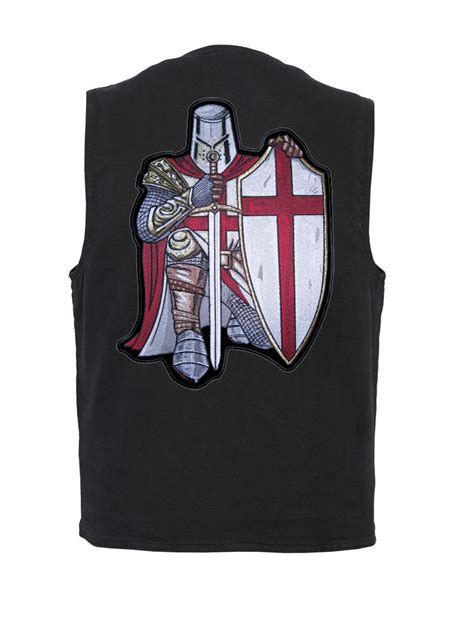 mens concealed carry denim vest  christian red  white crusader