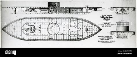 undated photograph showing  diagram   ironclad warship  uss