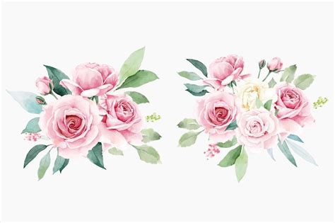 Premium Vector Watercolor Rose Flower Arrangement Collection