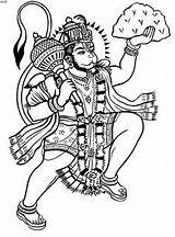 Hanuman Coloring Diwali Tattoo sketch template