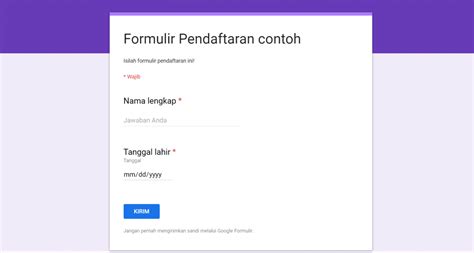 contoh google form pendaftaran
