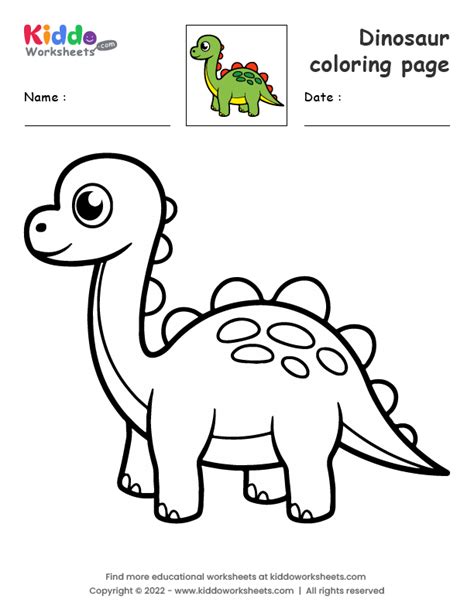 printable dinosaur coloring page worksheet kiddoworksheets