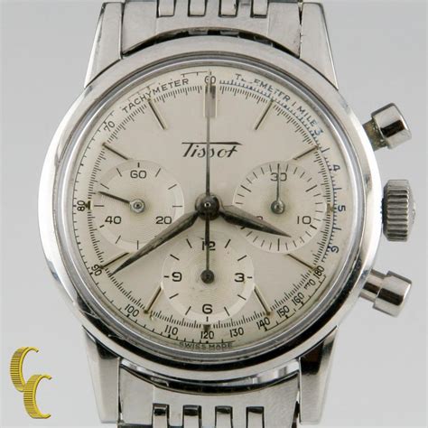 tissot chronograph mvmt  vintage stainless steel mens   subdials  stdibs