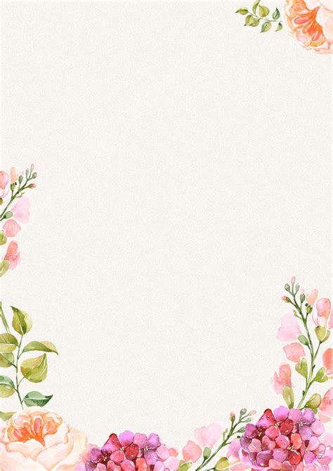 warm watercolor floral border page border background word template