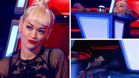 The Voice Rita Ora Falls Off Her Chair As Hunky Contestant Makes Her