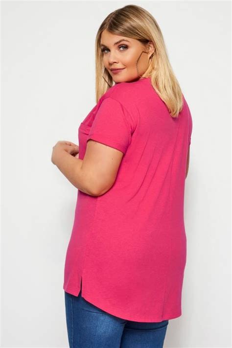 Hot Pink Pocket T Shirt Yours Clothing