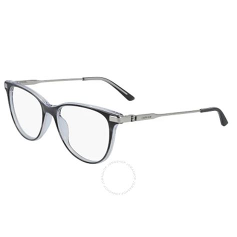 calvin klein ladies grey rectangular eyeglass frames ck19709 017 50