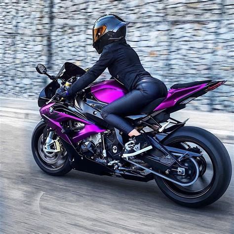 purple motorcycle girl riding motorcycle futuristic motorcycle