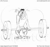 Barbell Heavy Lift Outlined Trying Illustration Man Clipart Royalty Lafftoon Vector sketch template