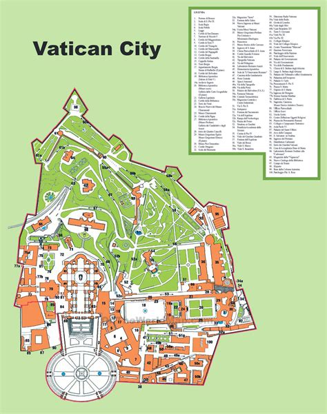 large detailed tourist map  vatican city vatican europe