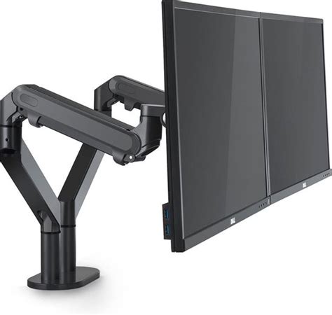 alberenz dubbele monitor arm donkergrijs monitor beugel met gasveer monitorarm  bolcom