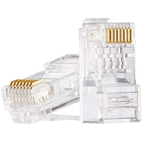 pcs awg cat cata connectors ends rj gold plated ethernet network cable ebay