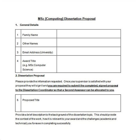 dissertation proposal template   word  format