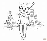 Coloring Elf Shelf Pages Printable Sits Drawing Paper sketch template