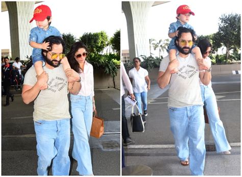 saif ali khan kareena kapoor head out for vacation with son taimur see pictures