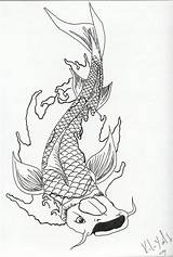 Fish Scary Beautiful Koi Getdrawings Drawing Line sketch template