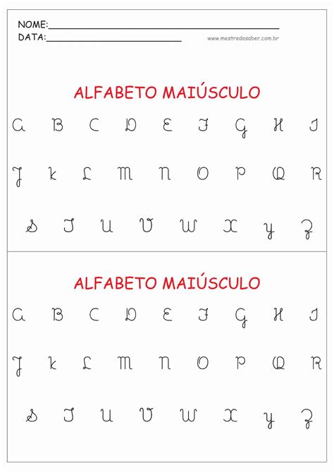 alfabeto cursivo maiusculo mestre  saber