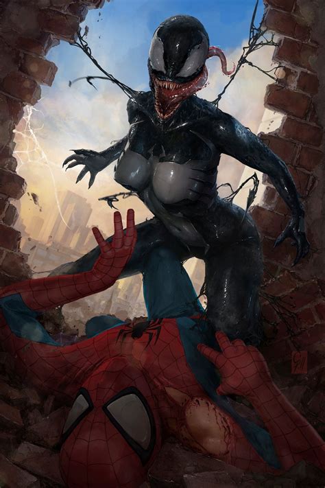 venom fan art gwenom vs spidey symbiote face by steven purtil the 5 stÅr Åward