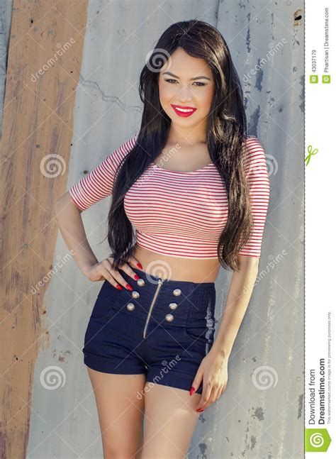 Woman Wearing Stylish Elegant Summer Fashion Look Stock Image Image