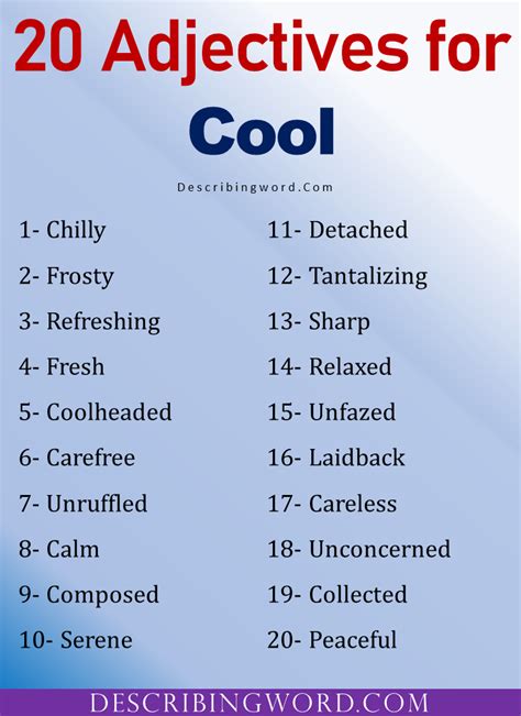 adjectives  cool words  describe cool describingwordcom
