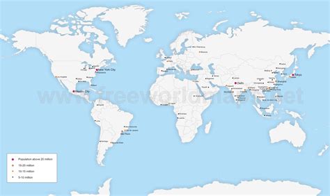 map   largest cities   world