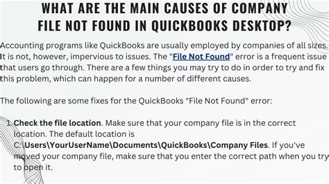 Ppt Overcoming Quickbooks Desktop Error Company File Not Found