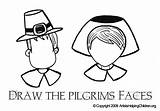 Thanksgiving Faces Pilgrim Coloring Pages Worksheets Artistshelpingchildren Printouts Pilgrims Draw sketch template
