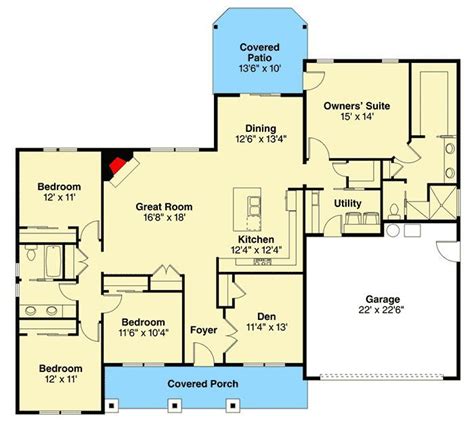 country ranch house plan da architectural designs house plans floor plans ranch
