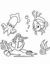 Colorare Disegno Inktvis Calamar Calamari Squid Fondale Ancla Pesce Ausmalbild Persa Perdida Fisch Tintenfisch Pesci Marini Marinos Pintar Riesenkalmar Pescado sketch template