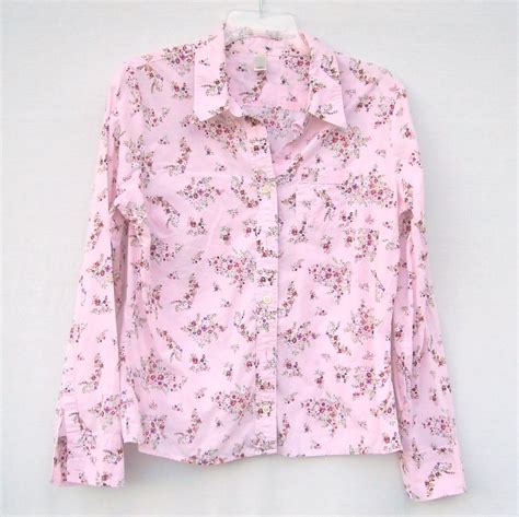 old navy womens pink floral button down shirt top size l