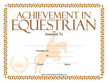 equestrian certificate printable certificate