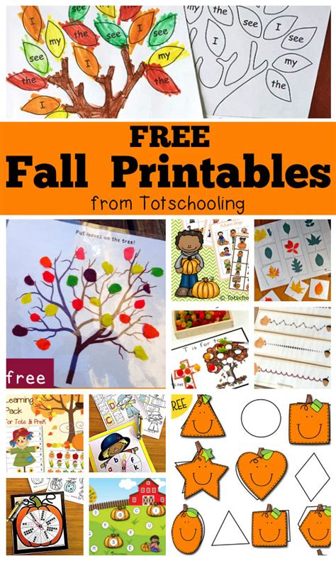 fall printables  kids totschooling toddler preschool