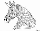 Unicorn Coloring Elaborate Pages Head Print sketch template