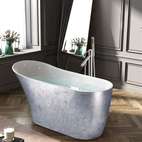 freestanding bathtub   glossy silver acrylic bathtub stand  tub luxurious spa