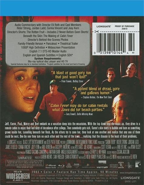 cabin fever unrated director s cut blu ray 2002 dvd