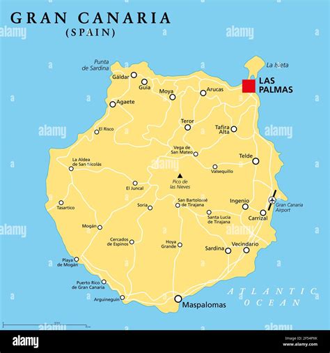 gran canaria carte politique avec la capitale las palmas grand canary island une partie de