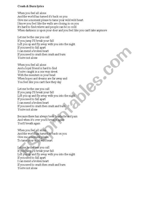 english worksheets lyrics
