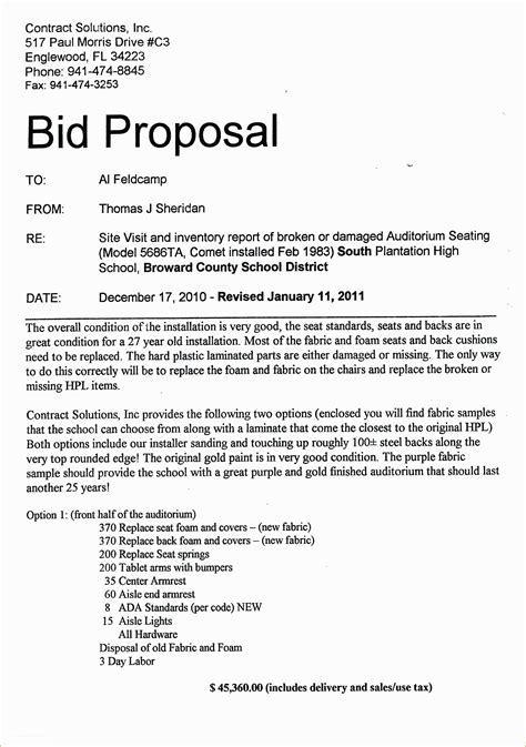 sample bid proposal template   construction proposal