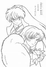 Inuyasha Coloring Pages Anime Sesshomaru Book Kagome Drawings Sketch Color Printable Lineart Kids Dibujo Sketches Outline Fan Related Posts Getcolorings sketch template