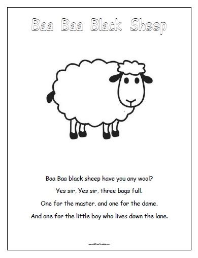 baa baa black sheep  printable