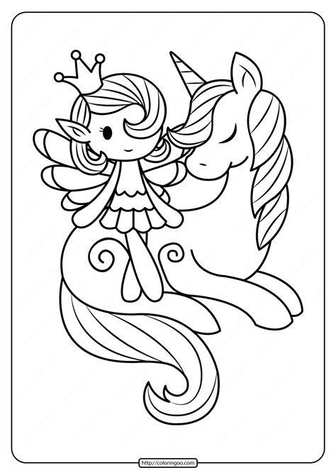 printable fairy  unicorn coloring pages