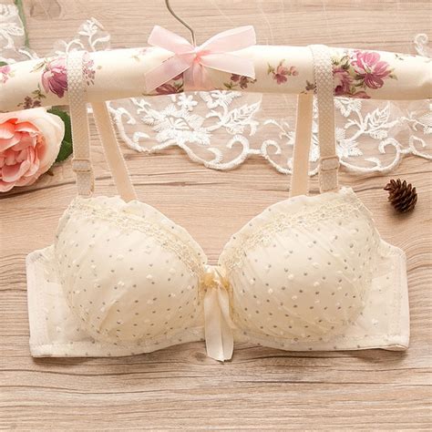 Buy Solid Dot Bow Cute Lace Bras Comfortable