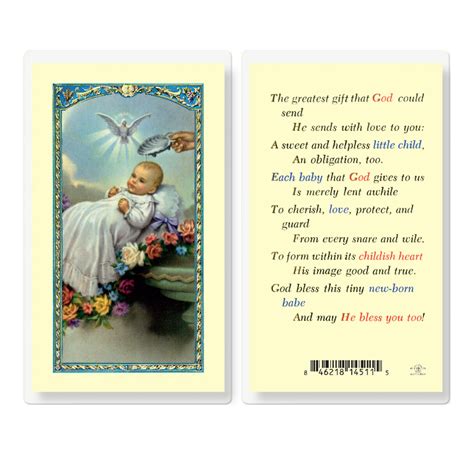 babys baptismal laminated holy card  pack buy religious catholic