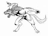 Garou Loup Werewolf Werwolf Lobisomem Desenhos Coloriages Personajes Colorir sketch template