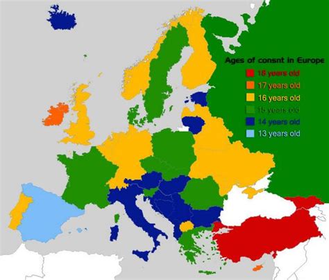 Mapa Con La Edad De Consentimiento Sexual En Europa Foros De Economía