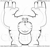 Buff Outlined Tiger Giving Clipart Cartoon Cory Thoman Coloring Vector 2021 Clipartof sketch template