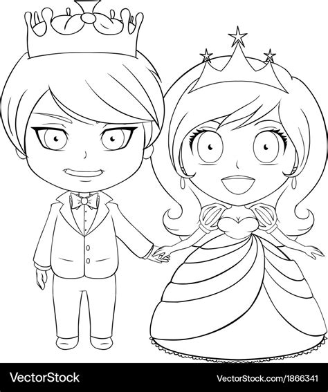 prince  princess coloring page  royalty  vector