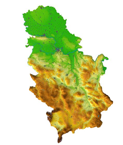 fizicko geografska karta srbije sa naseljima rserbia