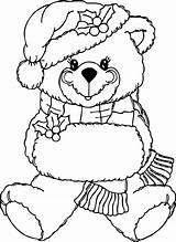 Bear Coloring Christmas Teddy Pages Clip Clipart Line Outline Printable Colouring Drawing Cliparts Kids Xmas Color Stuffed Animal Library Bears sketch template