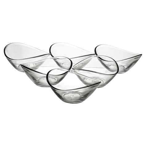 6 x pasabahce small clear glass curved dessert bowls ice